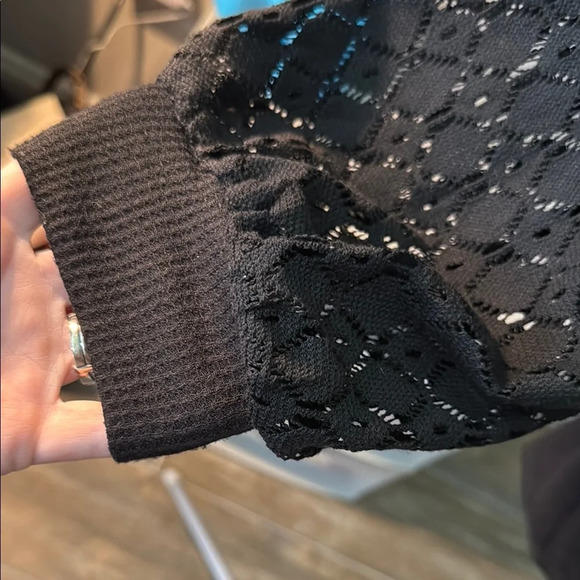 Black Long Sleeve Tie Front Sweatshirt - Picture 3 of 7